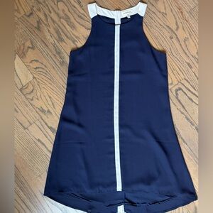 Monteau Navy Shift Dress with White Front Stripe